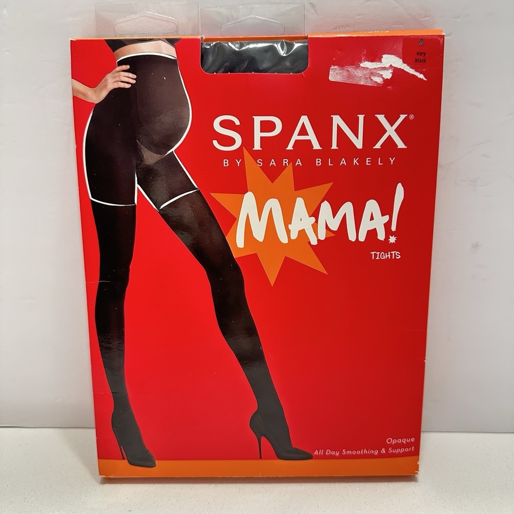 NEW Spanx Mama Tights Opaque All Day Smoothing And Support Very‎ Black Size A